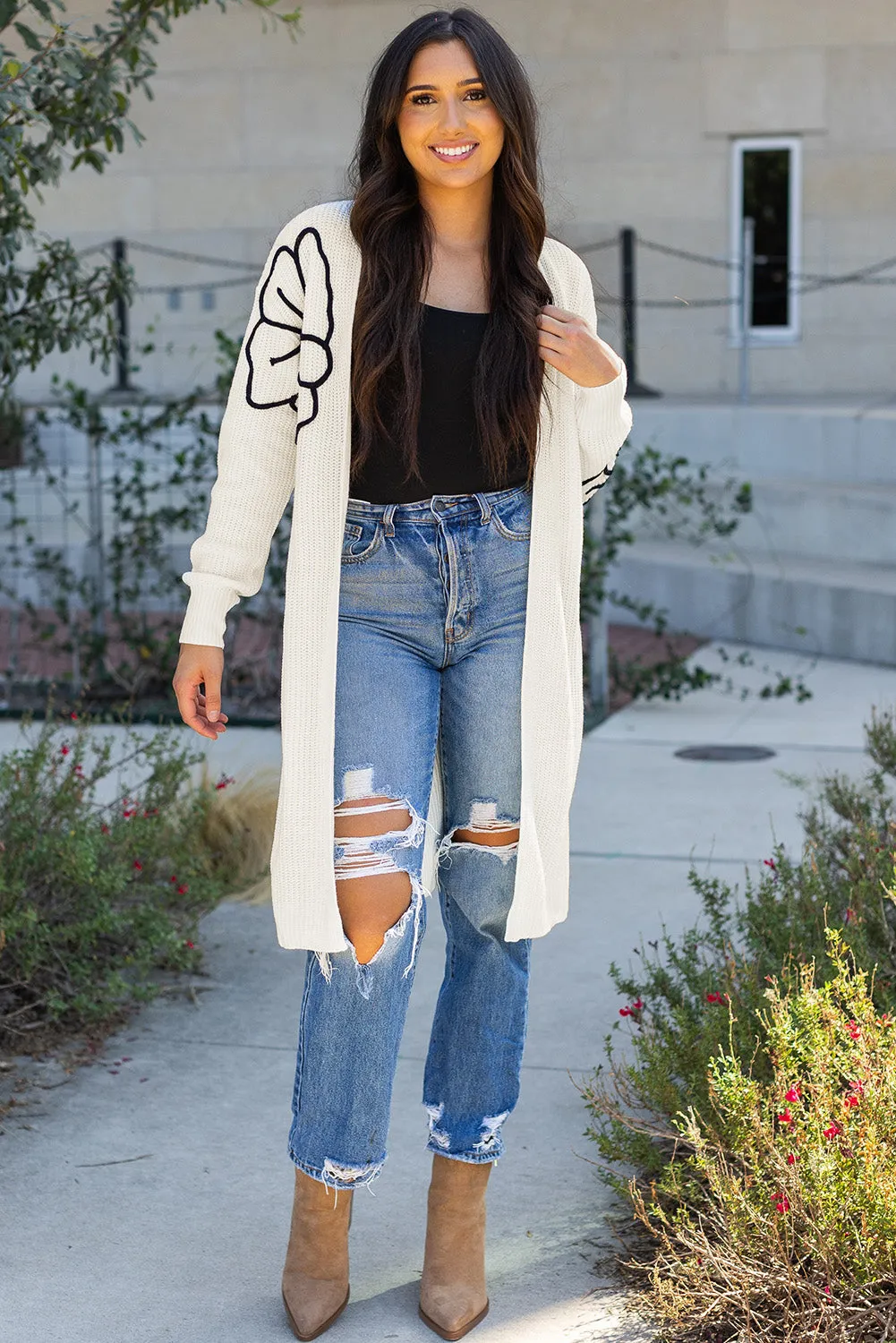 Flower Embroidered Duster Cardigan