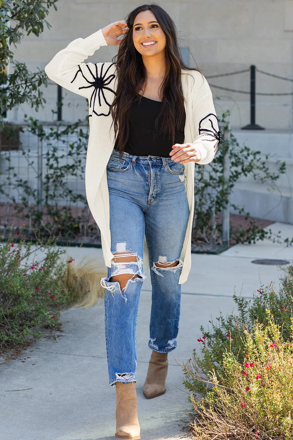 Flower Embroidered Duster Cardigan