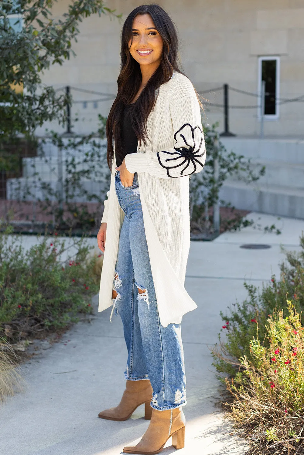Flower Embroidered Duster Cardigan