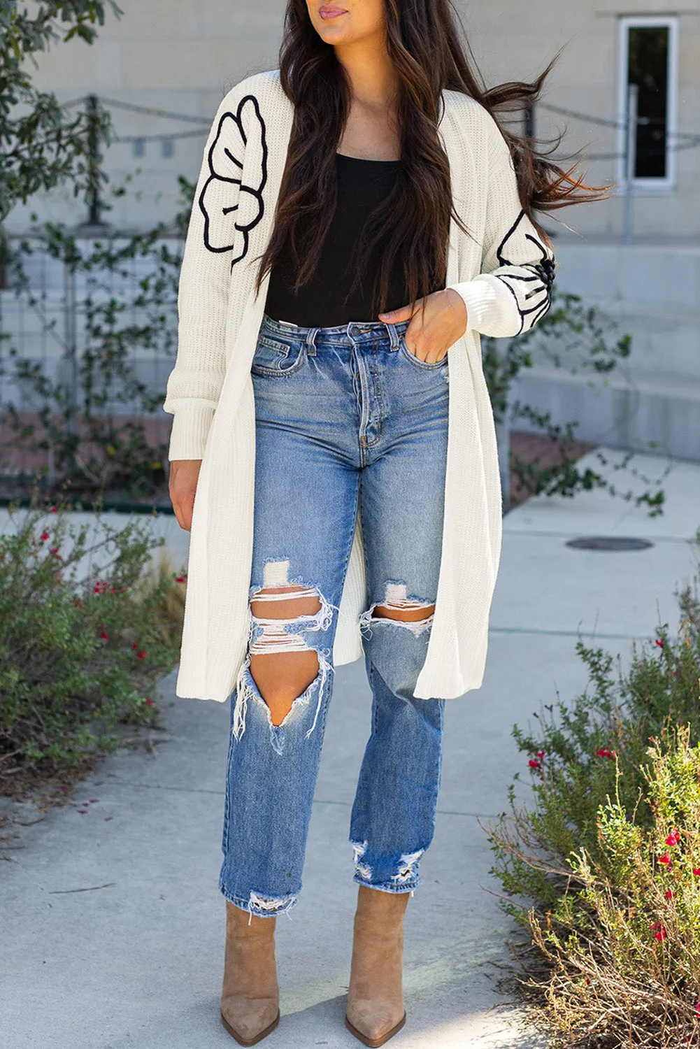 Flower Embroidered Duster Cardigan