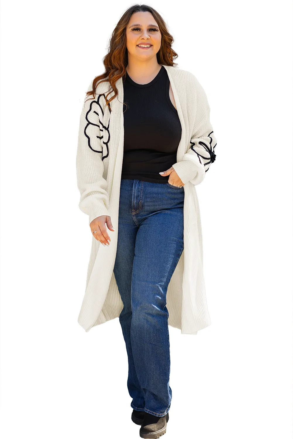 Flower Embroidered Duster Cardigan