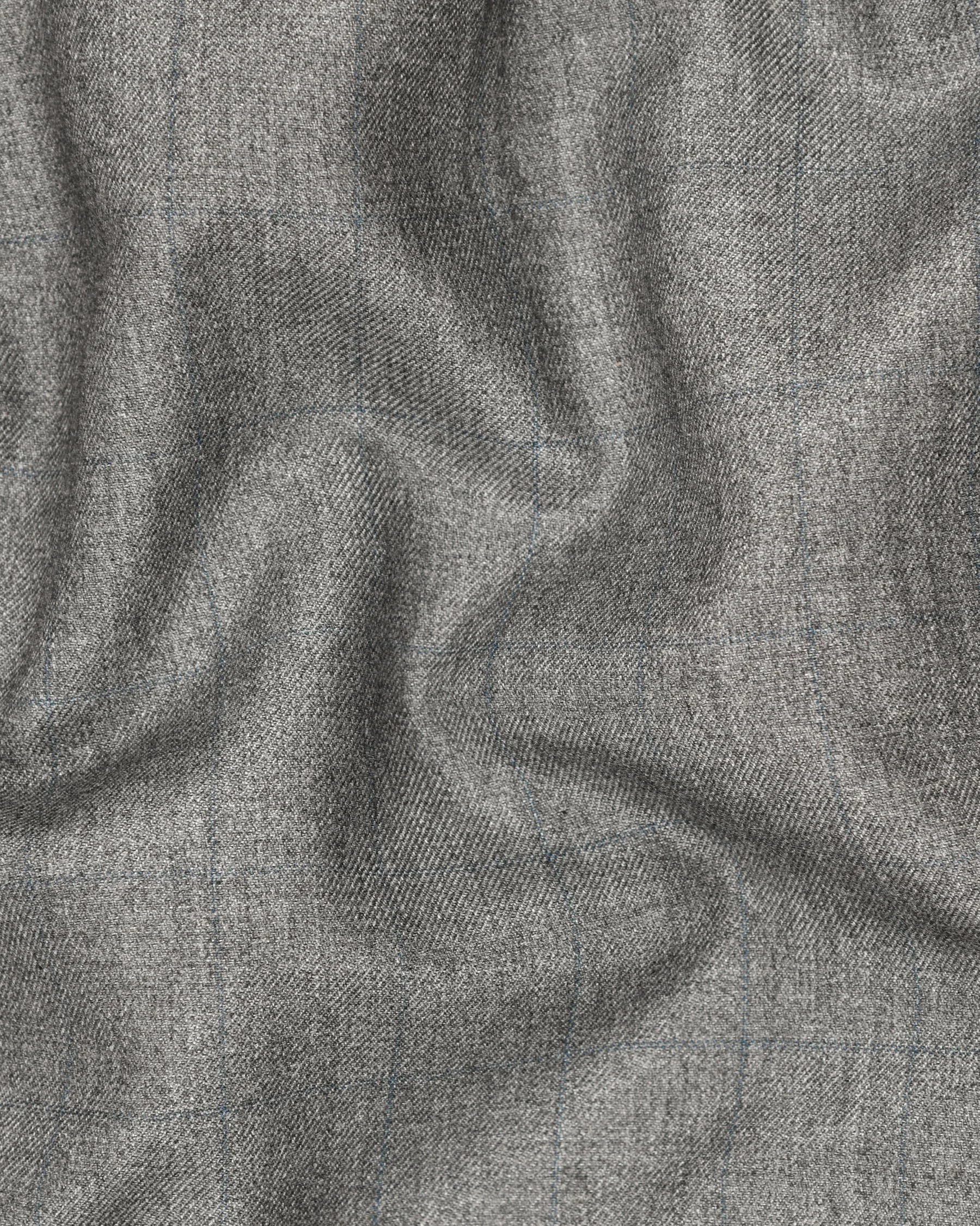 Fog Grey textured Cross Buttoned Bandhgala/Mandarin Wool-Silk blend Blazer