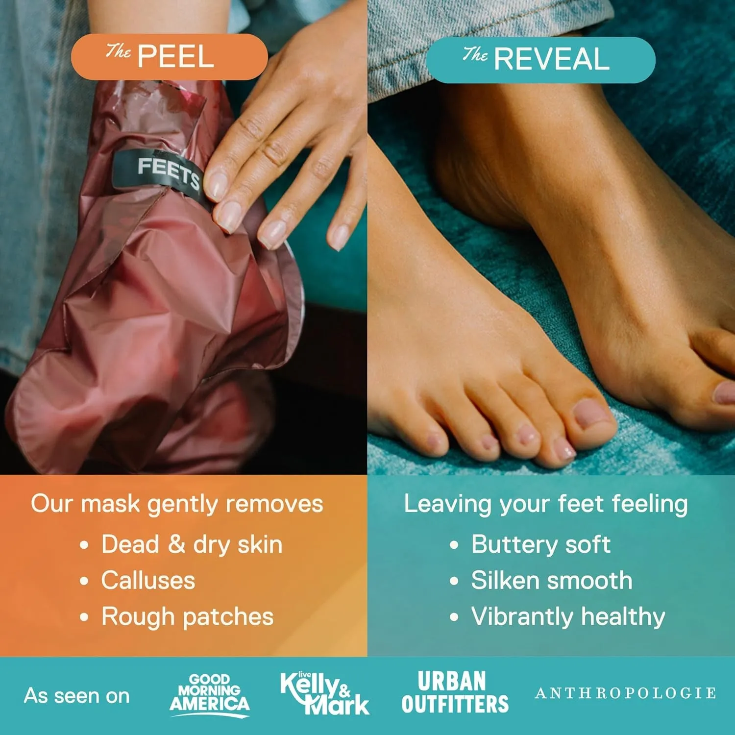 Foot Peel Mask with Eucalyptus and Lavender (2-Pack) | Remove and Exfoliate Dead Skin | Perfect for Men and Women | Removes and Repairs for Dry, Rough, Cracked Heels and Calluses