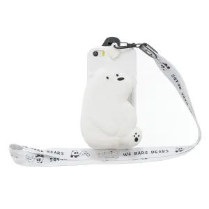 For Iphone 5 / 5S / SE Cartoon Hanging Lanyard   Fall Resistant Cartoon TPU Full Protective Mobile Phone Cover with Coin Purse 6 white big bear