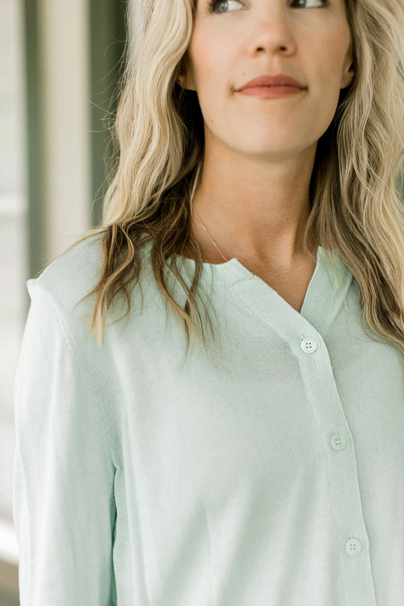 Fresh Mint Button Cardigan