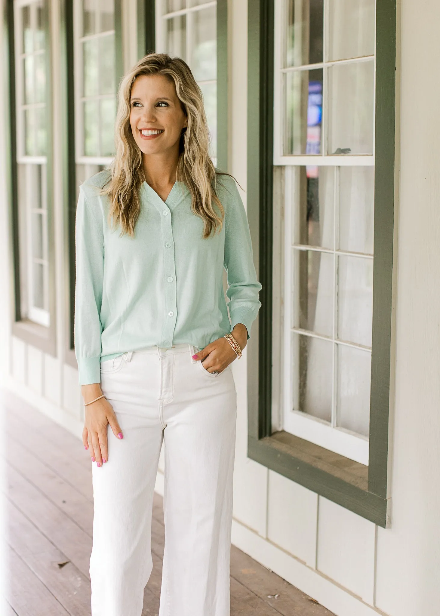 Fresh Mint Button Cardigan