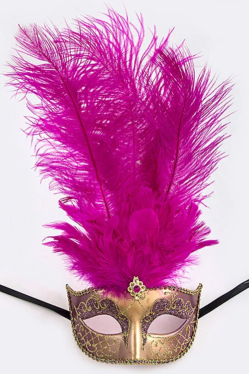 Fuchsia and Gold Mardi Gras Mask