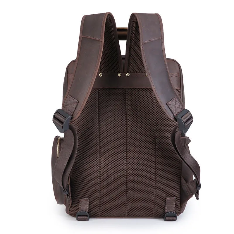 Full Grain Leather DSLR Camera Backpack Full Grain Leather Travel Backpack Crazy Horse Leather Mens Laptop Backpack