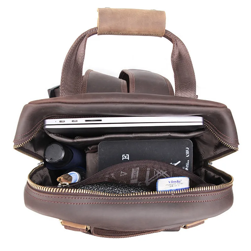 Full Grain Leather DSLR Camera Backpack Full Grain Leather Travel Backpack Crazy Horse Leather Mens Laptop Backpack