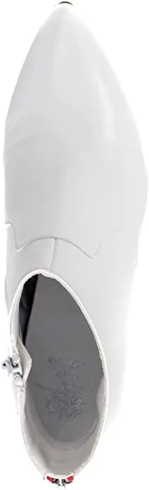 GC Shoes Womens Booties, High Heel Pointed Toe Ankle Boots for Women, Casual Rubber Sole Zip Dress Bootie, Dion/White/Size 7