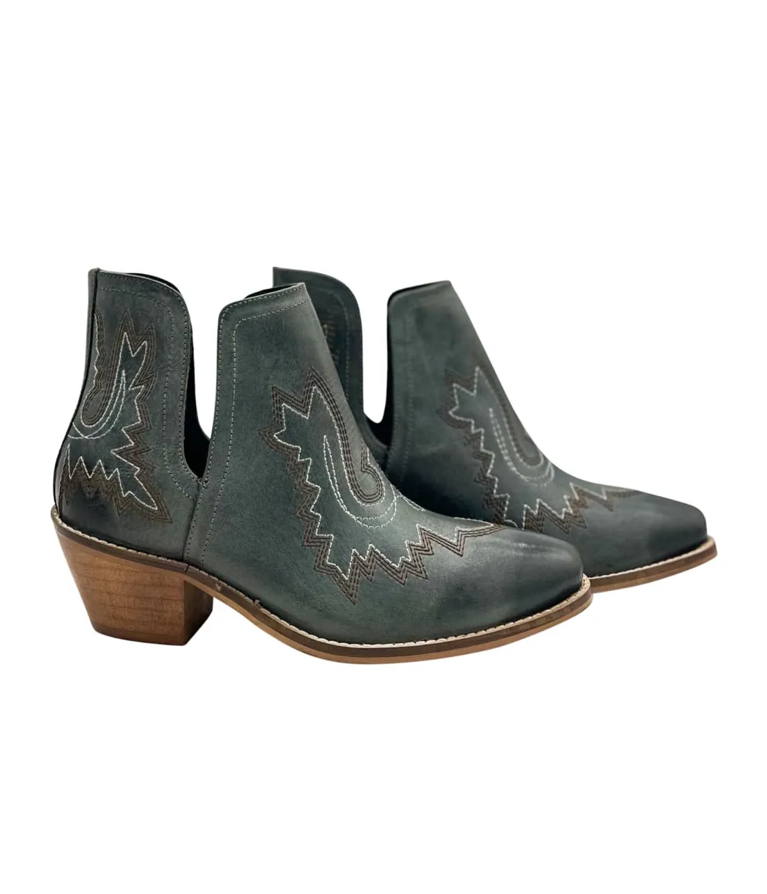 Genuine Leather Kickin' Western Booties in Teal