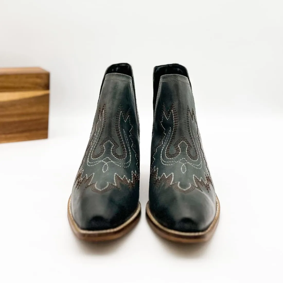 Genuine Leather Kickin' Western Booties in Teal