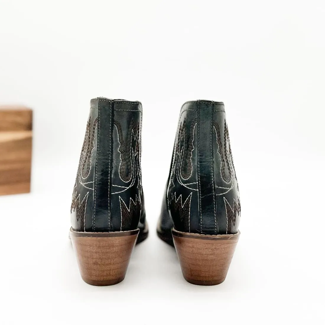 Genuine Leather Kickin' Western Booties in Teal