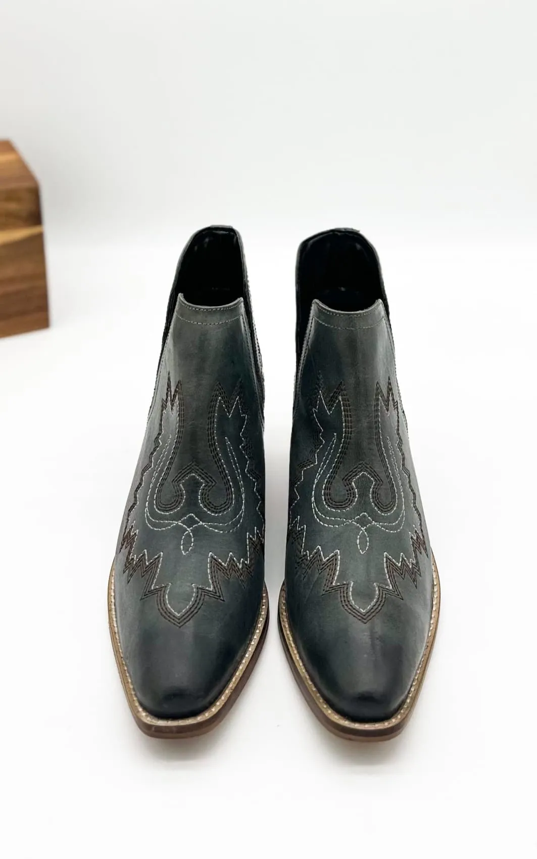 Genuine Leather Kickin' Western Booties in Teal