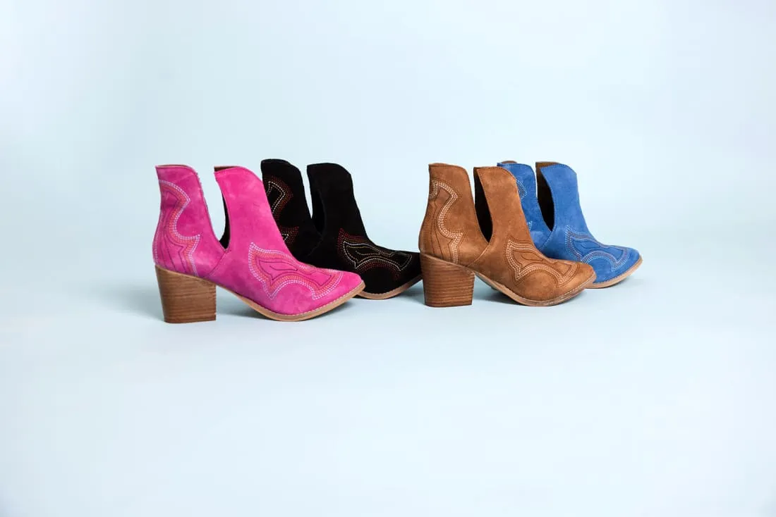 Genuine Suede Journee Ankle Boots in Tan