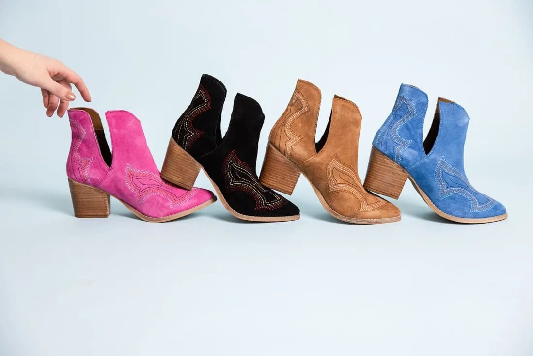 Genuine Suede Journee Ankle Boots in Tan