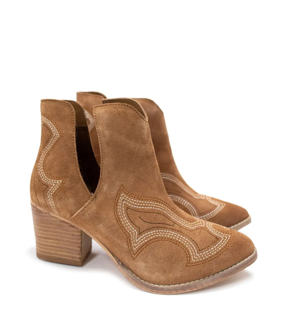 Genuine Suede Journee Ankle Boots in Tan