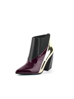 Geometry Block Heel Leather Bootie Mulberry