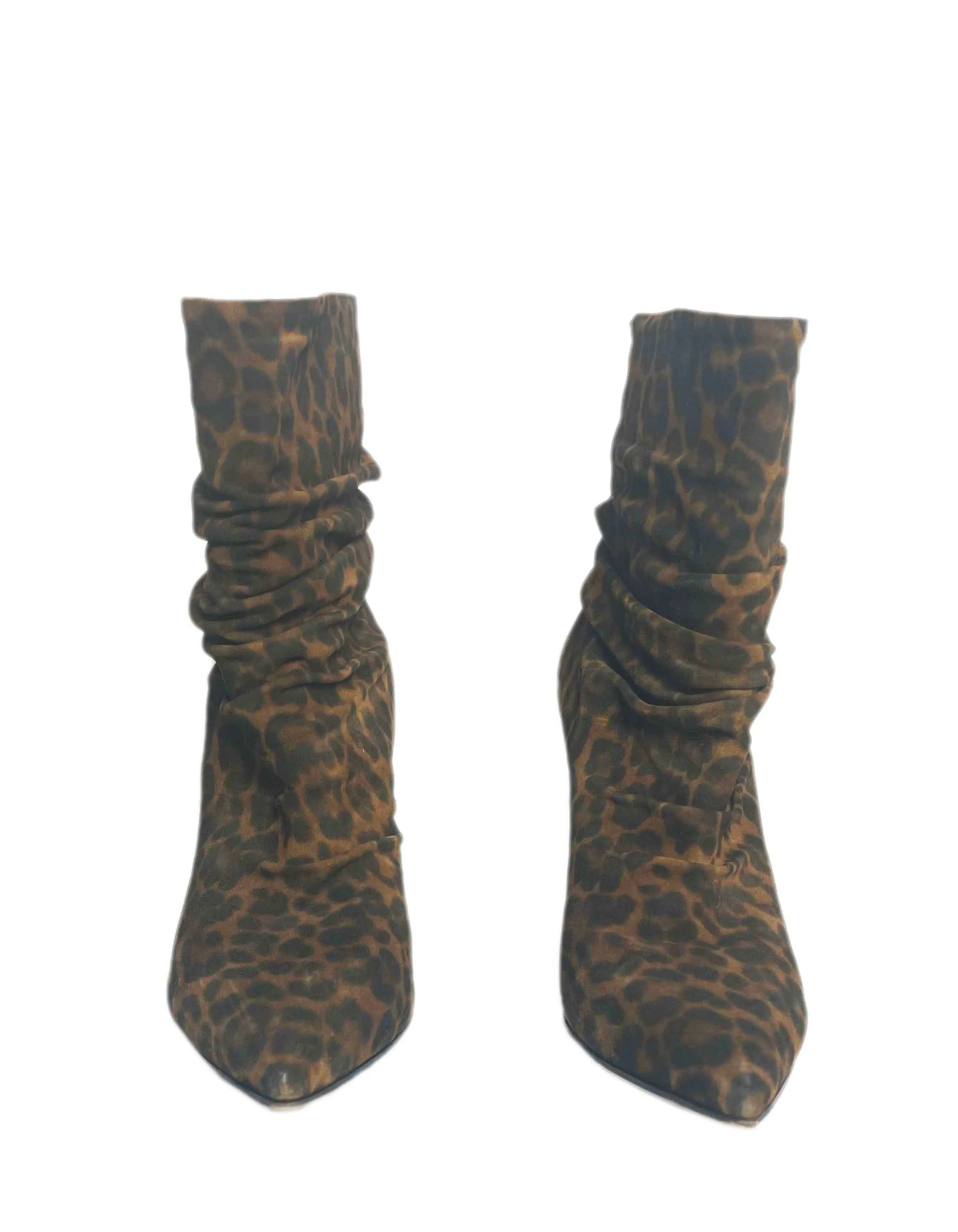 Gianvito Rossi Leopard-Print Suede Cecile 85 Ankle Boots sz 40