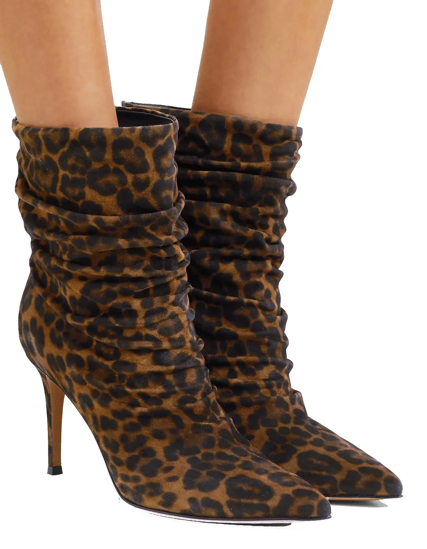 Gianvito Rossi Leopard-Print Suede Cecile 85 Ankle Boots sz 40