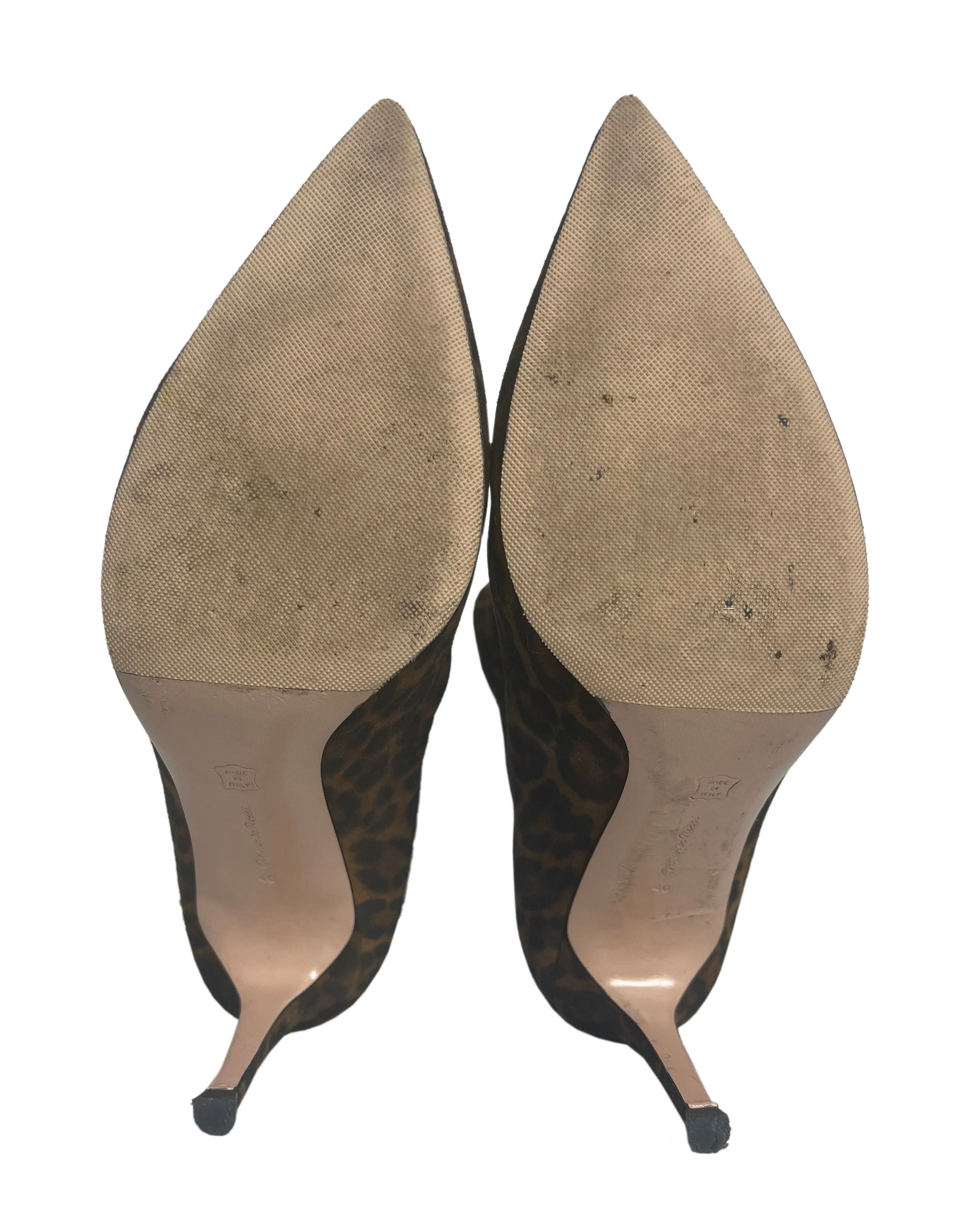 Gianvito Rossi Leopard-Print Suede Cecile 85 Ankle Boots sz 40