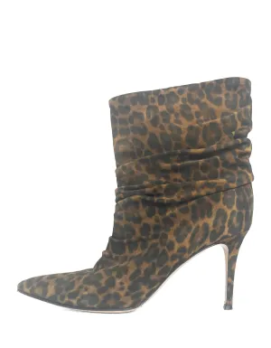 Gianvito Rossi Leopard-Print Suede Cecile 85 Ankle Boots sz 40