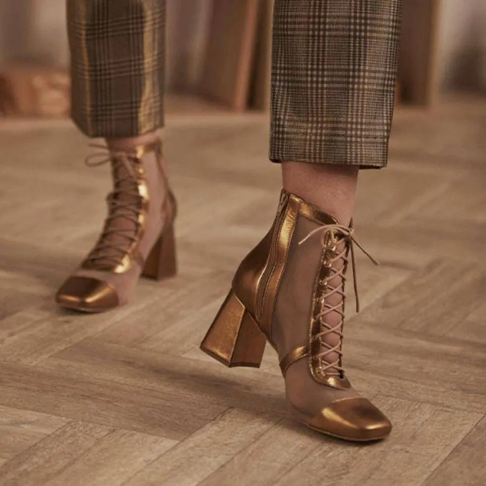 Giselle - Sheer Gold Dipped Ankle Boot