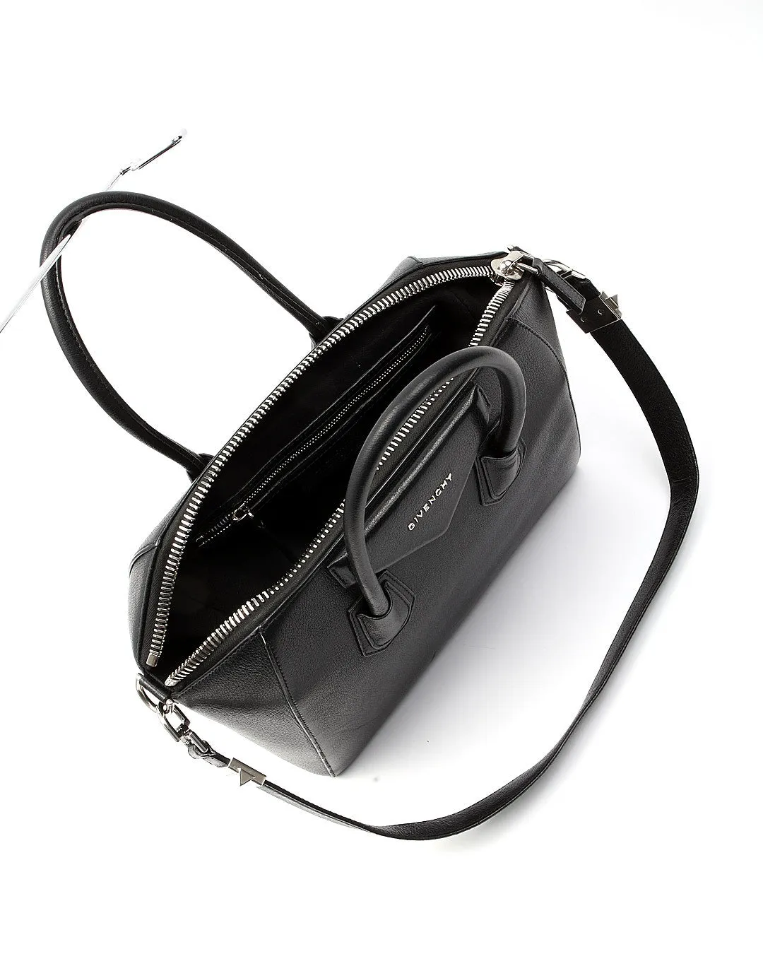 Givenchy Black Grained Leather Medium Antigona Bag