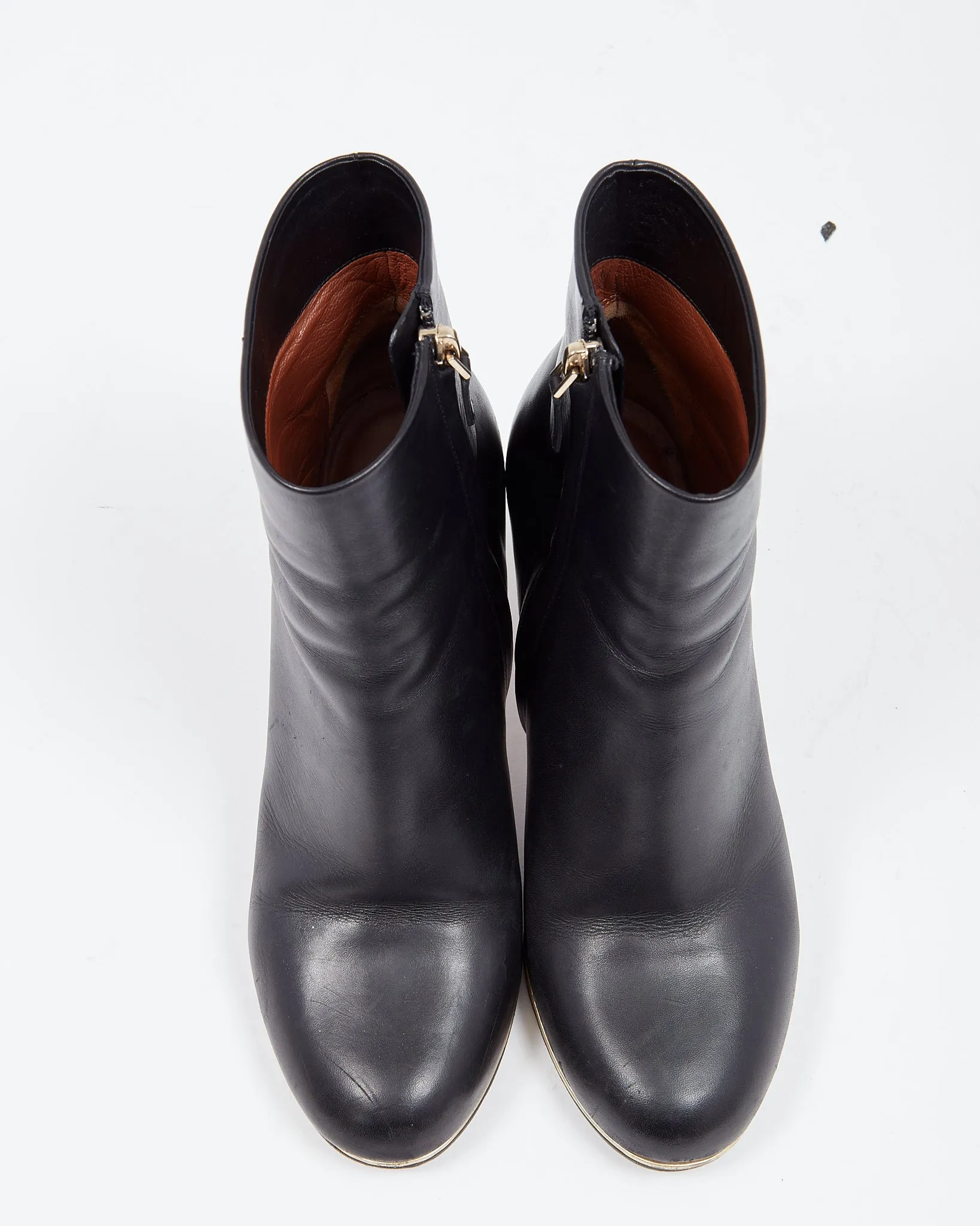 Givenchy Black Leather Gold Rim Heel Booties - 38