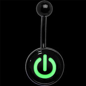 Glow in the Dark Titanium Power Button Belly Ring