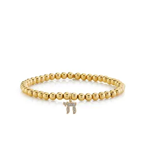 Gold & Diamond Medium Chai On Gold Beads
