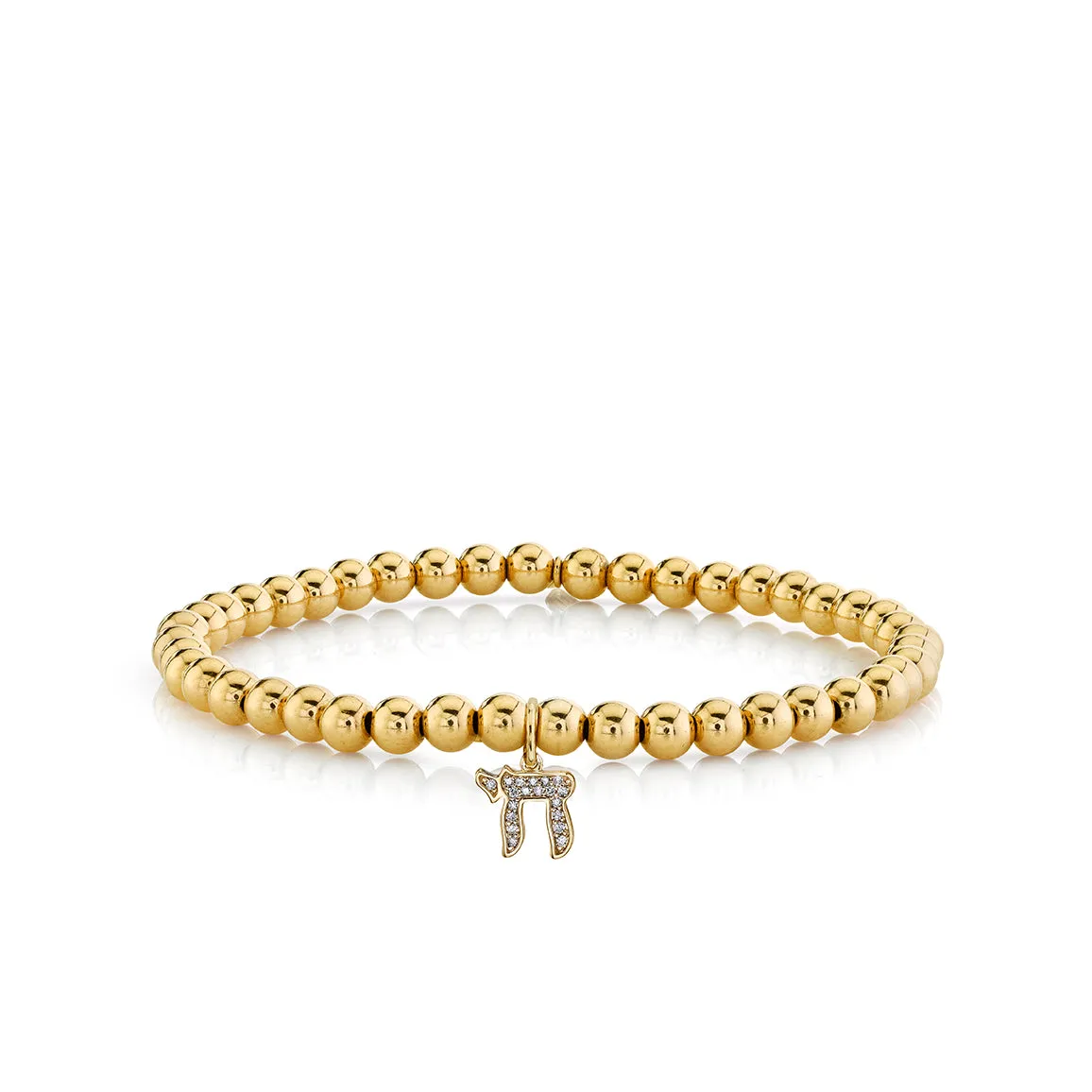 Gold & Diamond Medium Chai On Gold Beads
