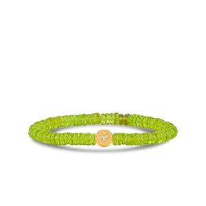 Gold & Diamond Peace & Love Bead on Peridot