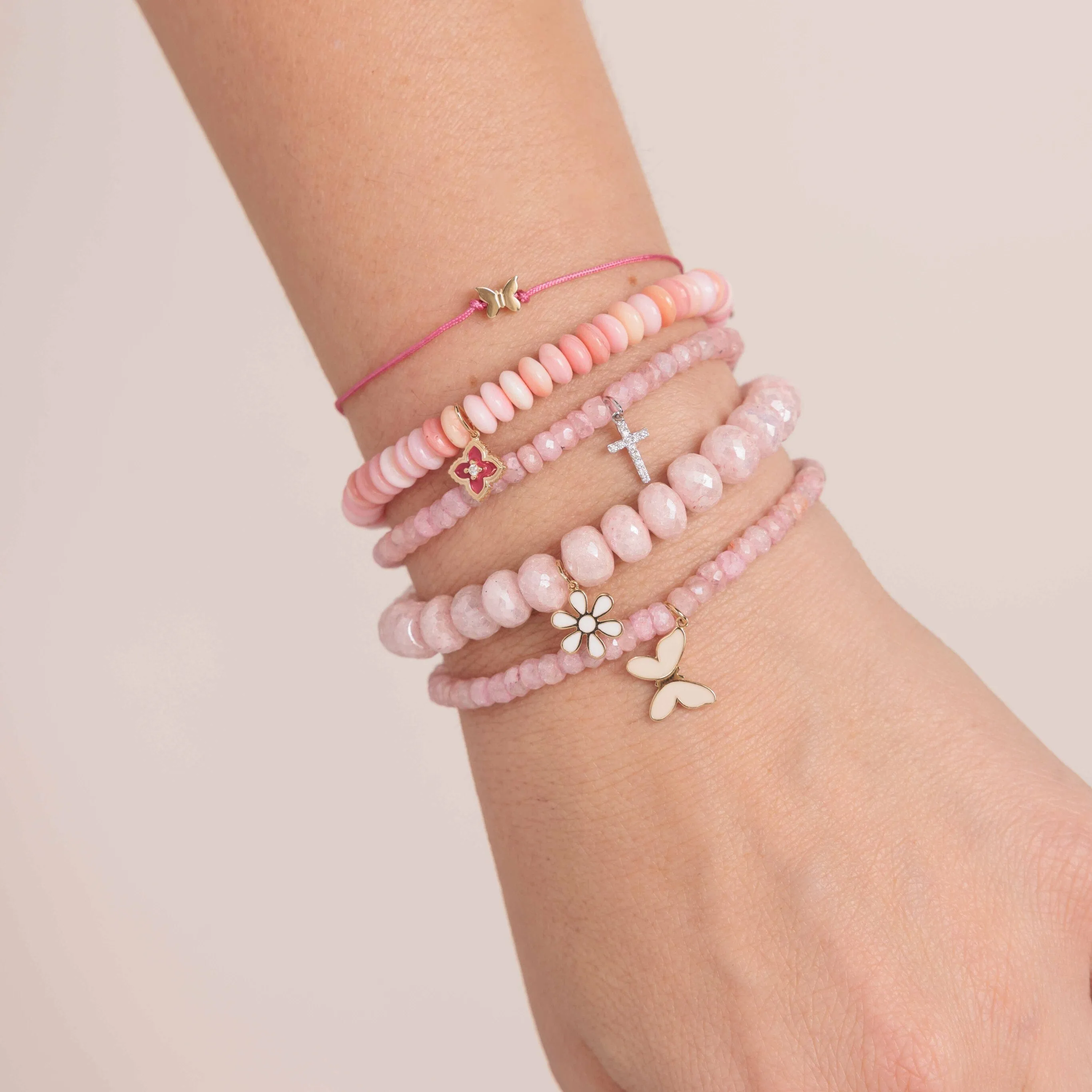 Gold & Enamel Daisy on Mystic Pink Grapolite