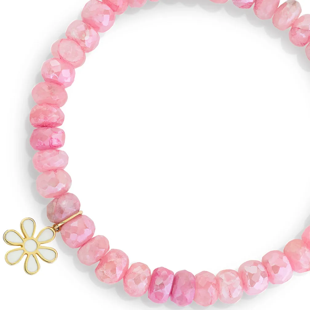Gold & Enamel Daisy on Mystic Pink Grapolite