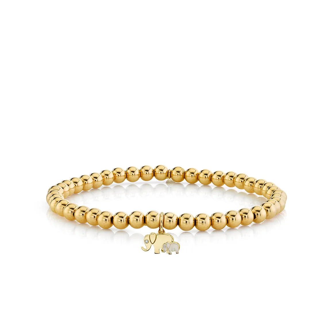 Gold & Enamel Elephant Family On Gold Beads