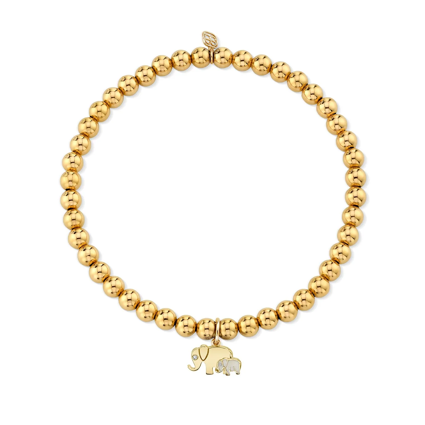 Gold & Enamel Elephant Family On Gold Beads