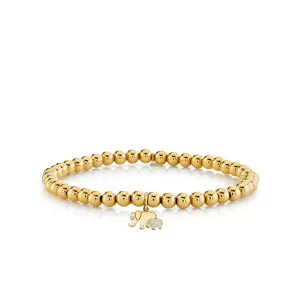 Gold & Enamel Elephant Family On Gold Beads