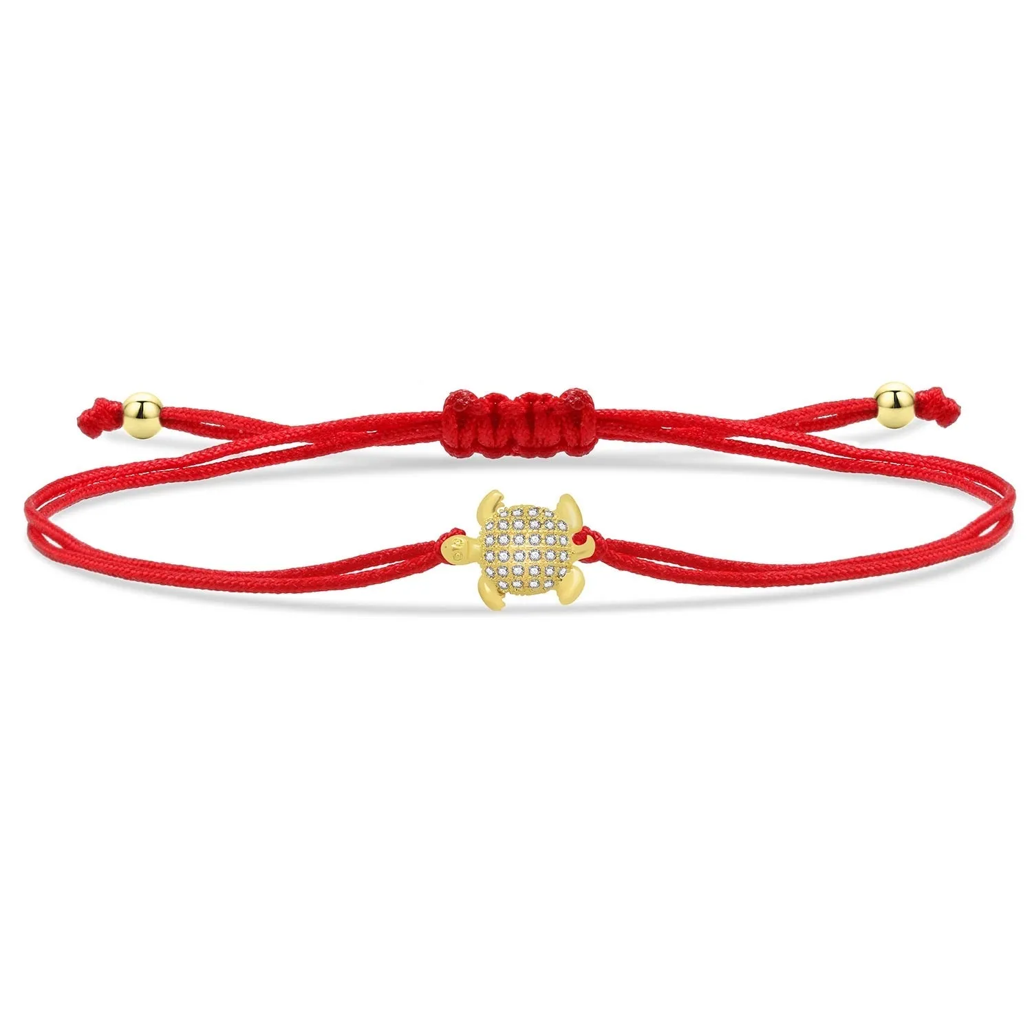 Gold Tiny Turtle Charm Red String Protection Bracelet