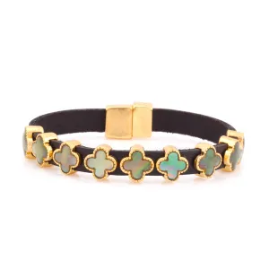 GOLD-TONE METAL MOP LEATHER BRACELETS  #FW1203071