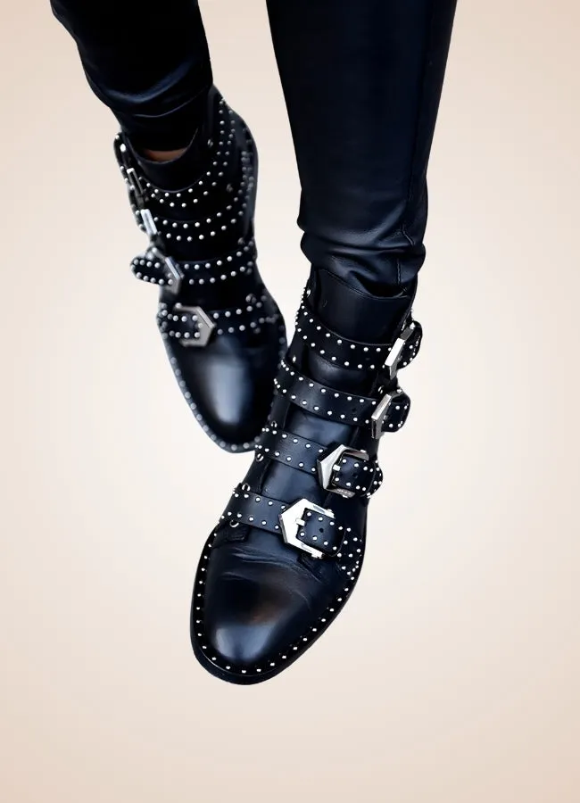 Gothic Leather Ankle Boots