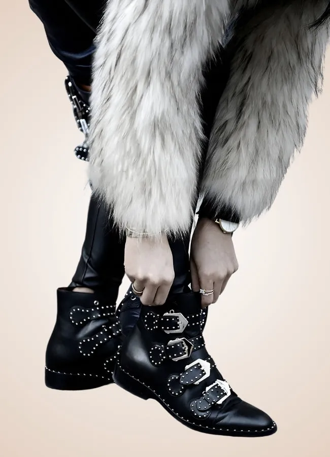 Gothic Leather Ankle Boots