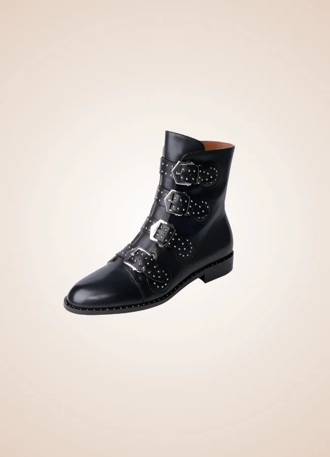 Gothic Leather Ankle Boots