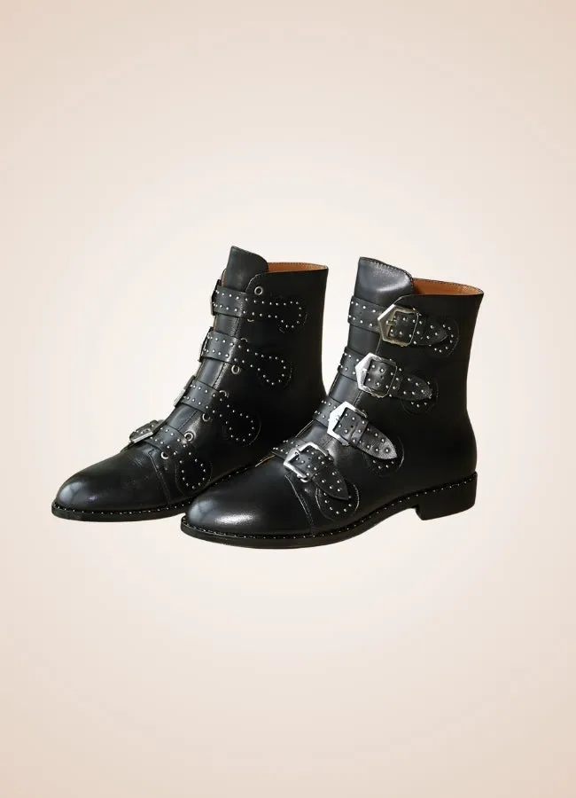 Gothic Leather Ankle Boots