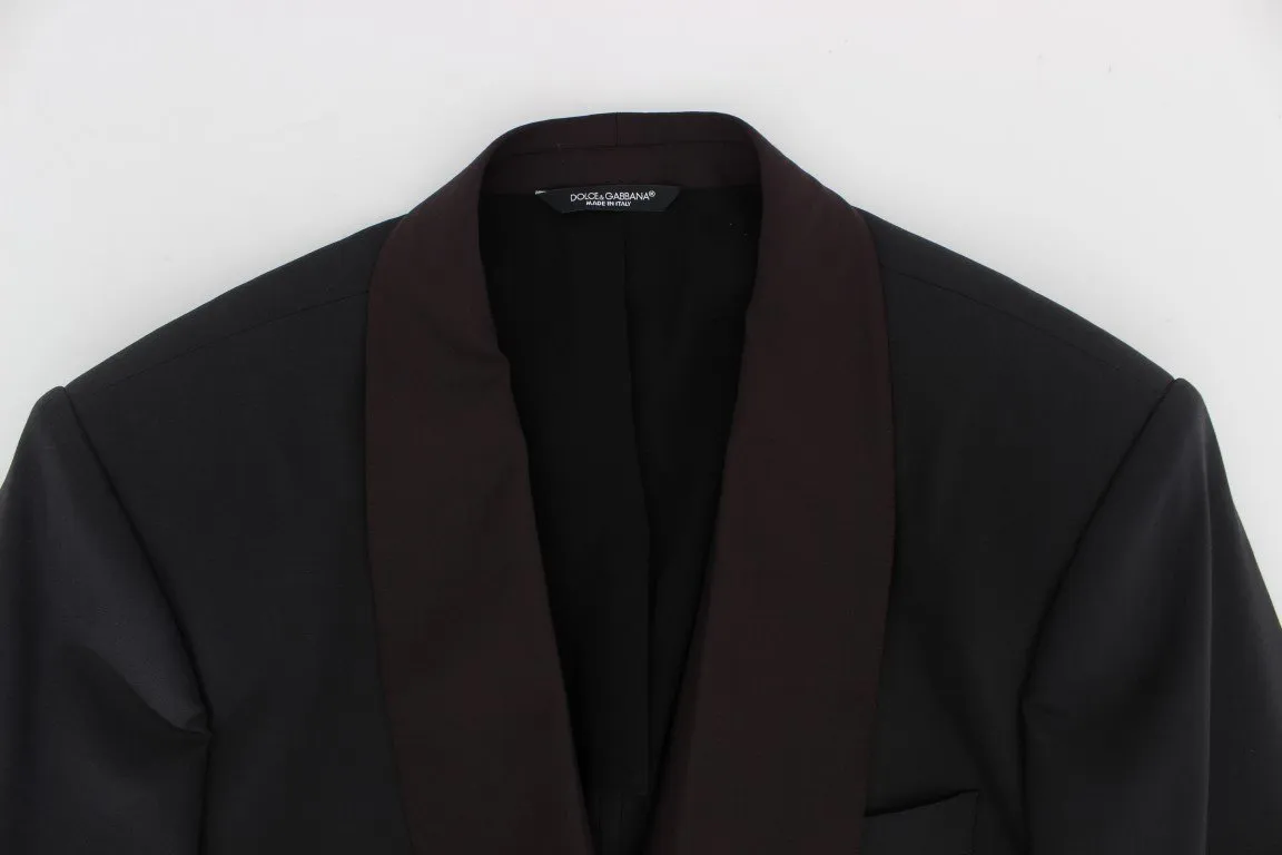 Gray Bordeaux Wool Stretch Blazer Jacket