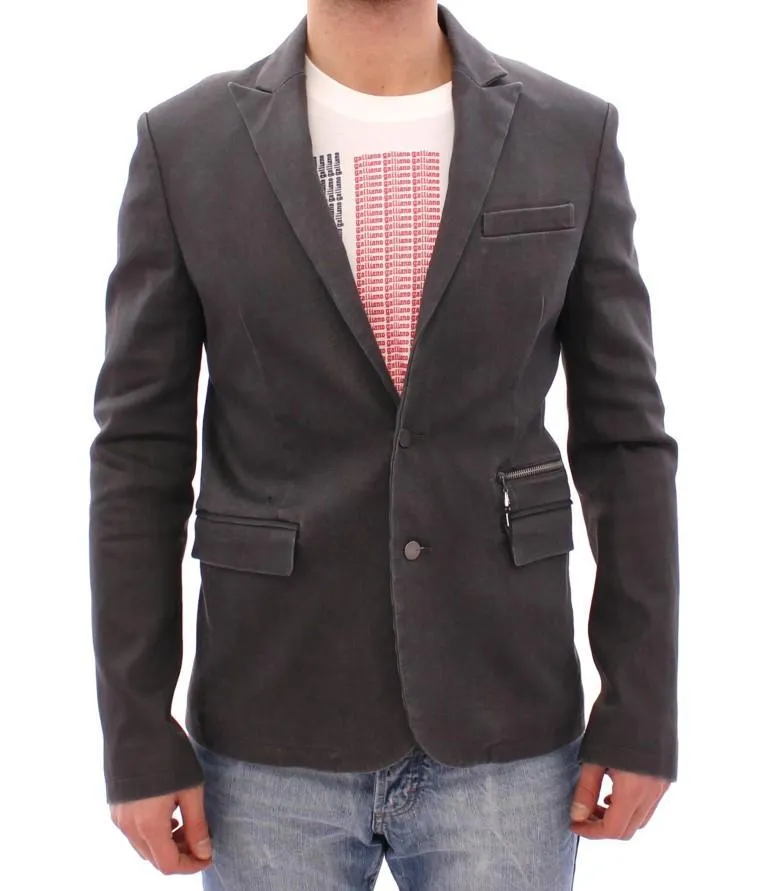 Gray cotton stretch blazer
