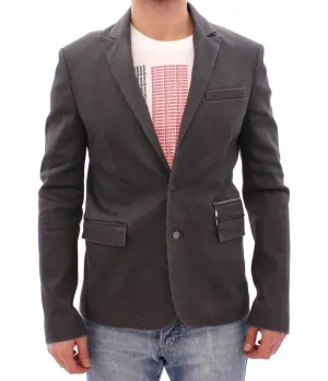 Gray cotton stretch blazer