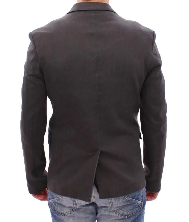 Gray cotton stretch blazer