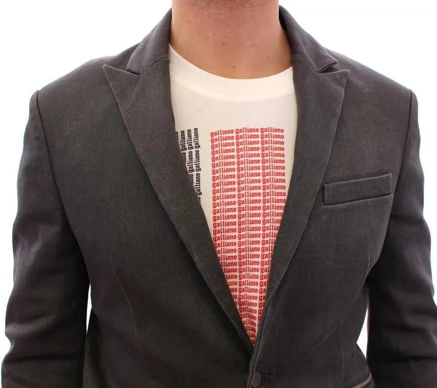 Gray cotton stretch blazer