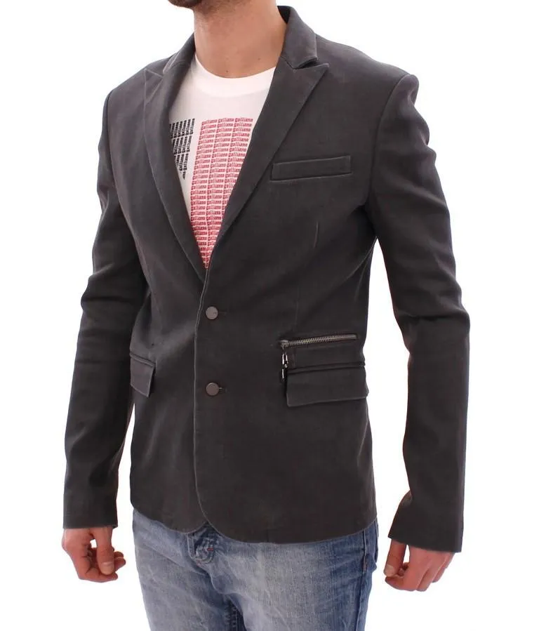 Gray cotton stretch blazer